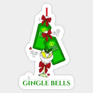 Christmas Gingle Bells Gin Bottles and Cocktail Glass Sticker